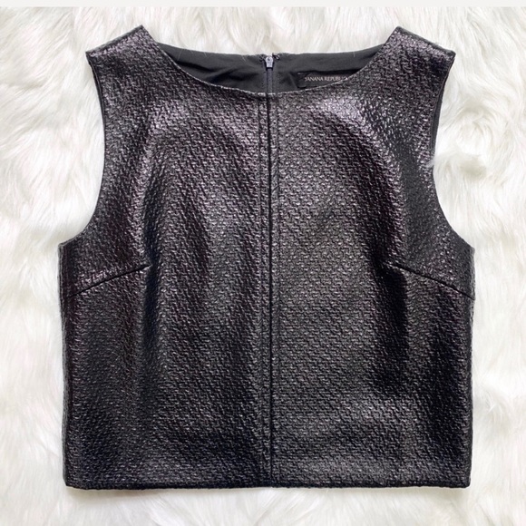 SOLD-Banana Republic Faux Leather Coated Twill Top - Picture 6 of 8